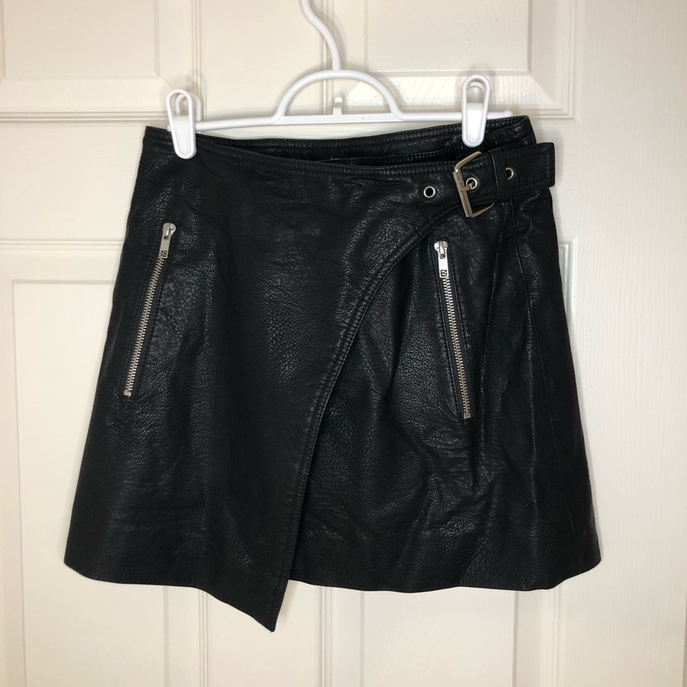 Pistola Rey vegan leather wrap skirt in Raven NWT new - Picture 4 of 11